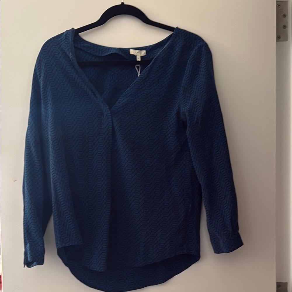Joie Blue Wrap Blouse with V-Neck